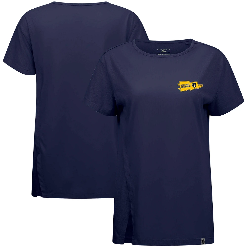 Women's Levelwear Navy Milwaukee Brewers Influx Rafters T-Shirt