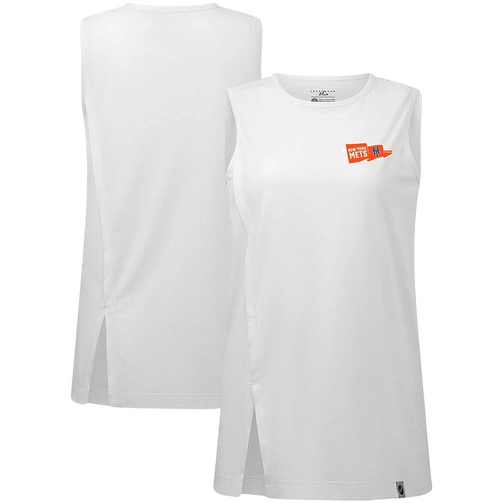 Women's Levelwear White New York Mets Influx Rafters Tank Top