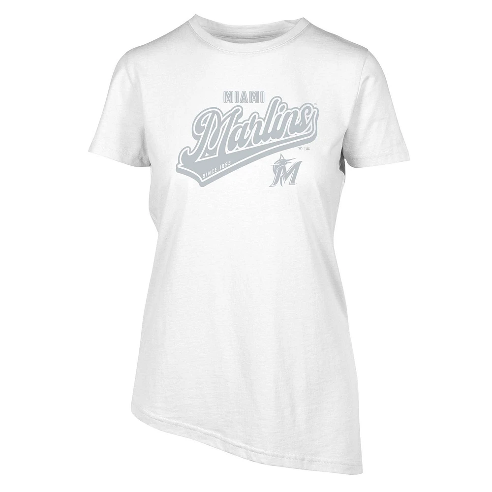 Women's Levelwear White Miami Marlins Birch Sweep T-Shirt