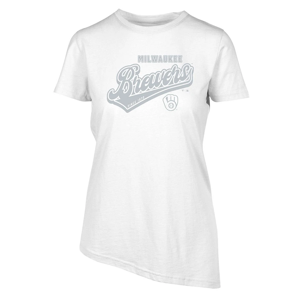 Women's Levelwear White Milwaukee Brewers Birch Sweep T-Shirt