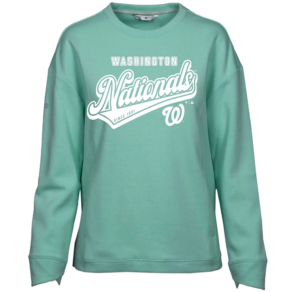 Women's Levelwear Mint Washington Nationals Fiona Sweep Pullover Sweatshirt