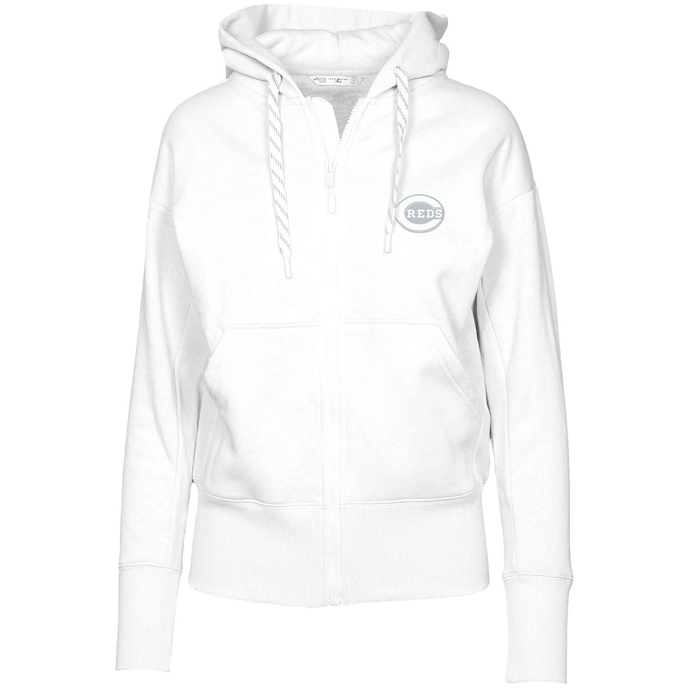 Women's Levelwear White Cincinnati Reds Gardinia Core Full-Zip Hoodie
