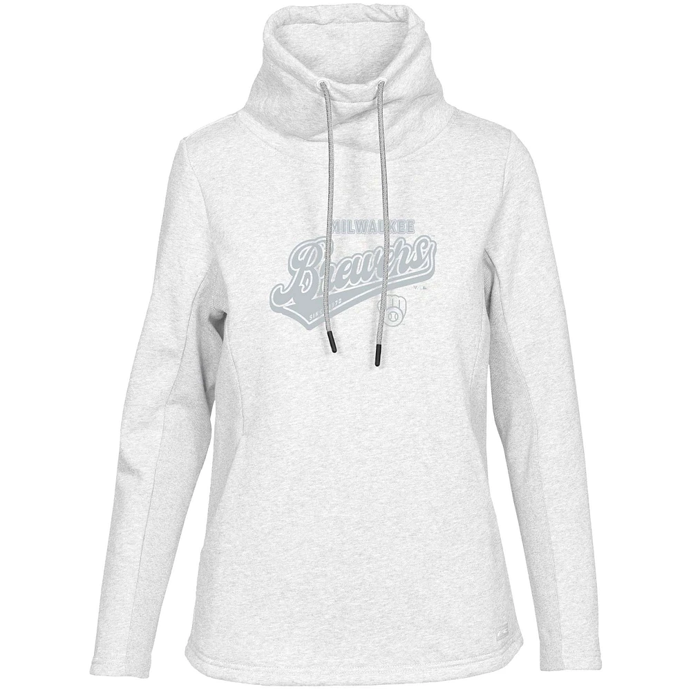 Women's Levelwear White Milwaukee Brewers Loop Sweep Pullover Sweatshirt
