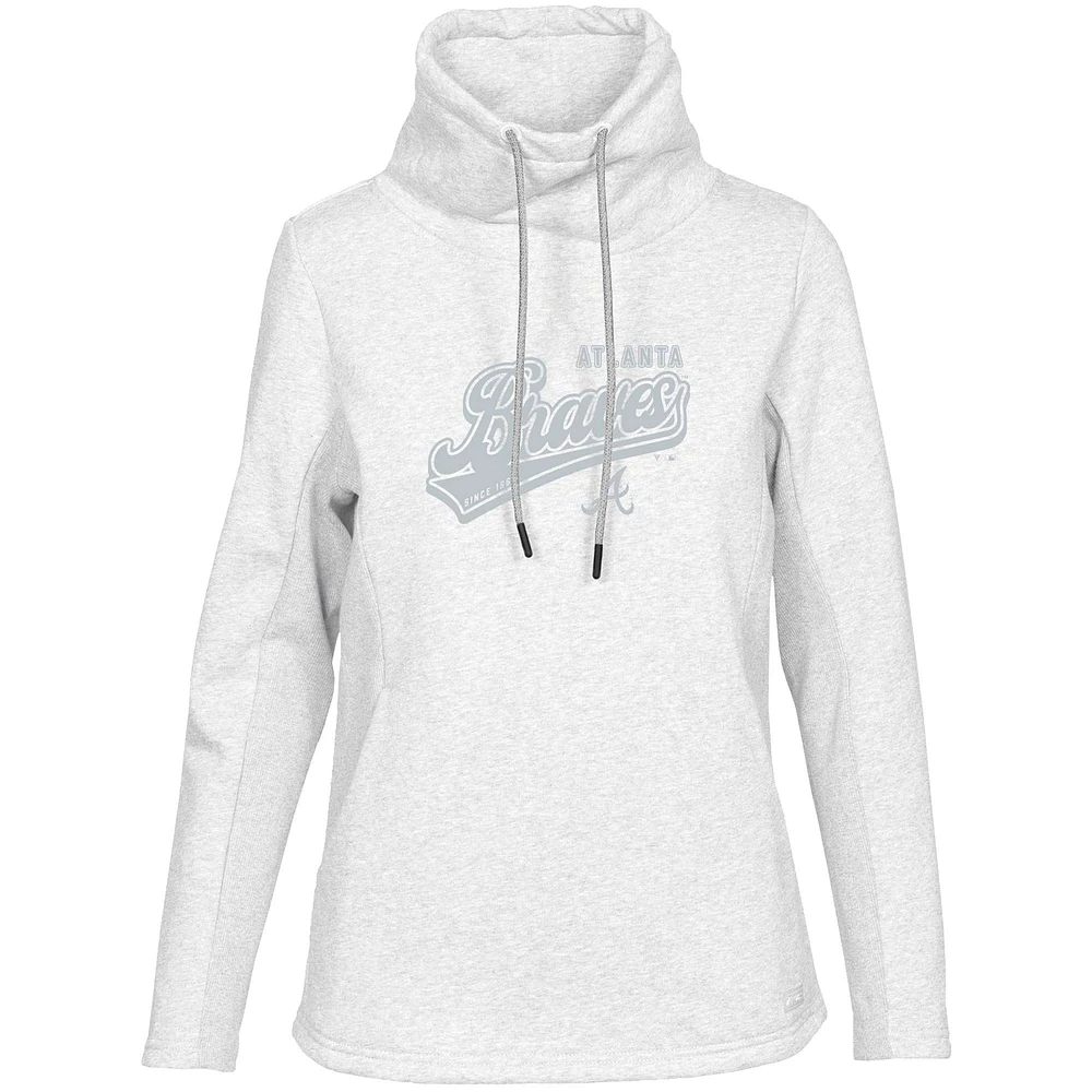 Women's Levelwear White Atlanta Braves Loop Sweep Pullover Sweatshirt