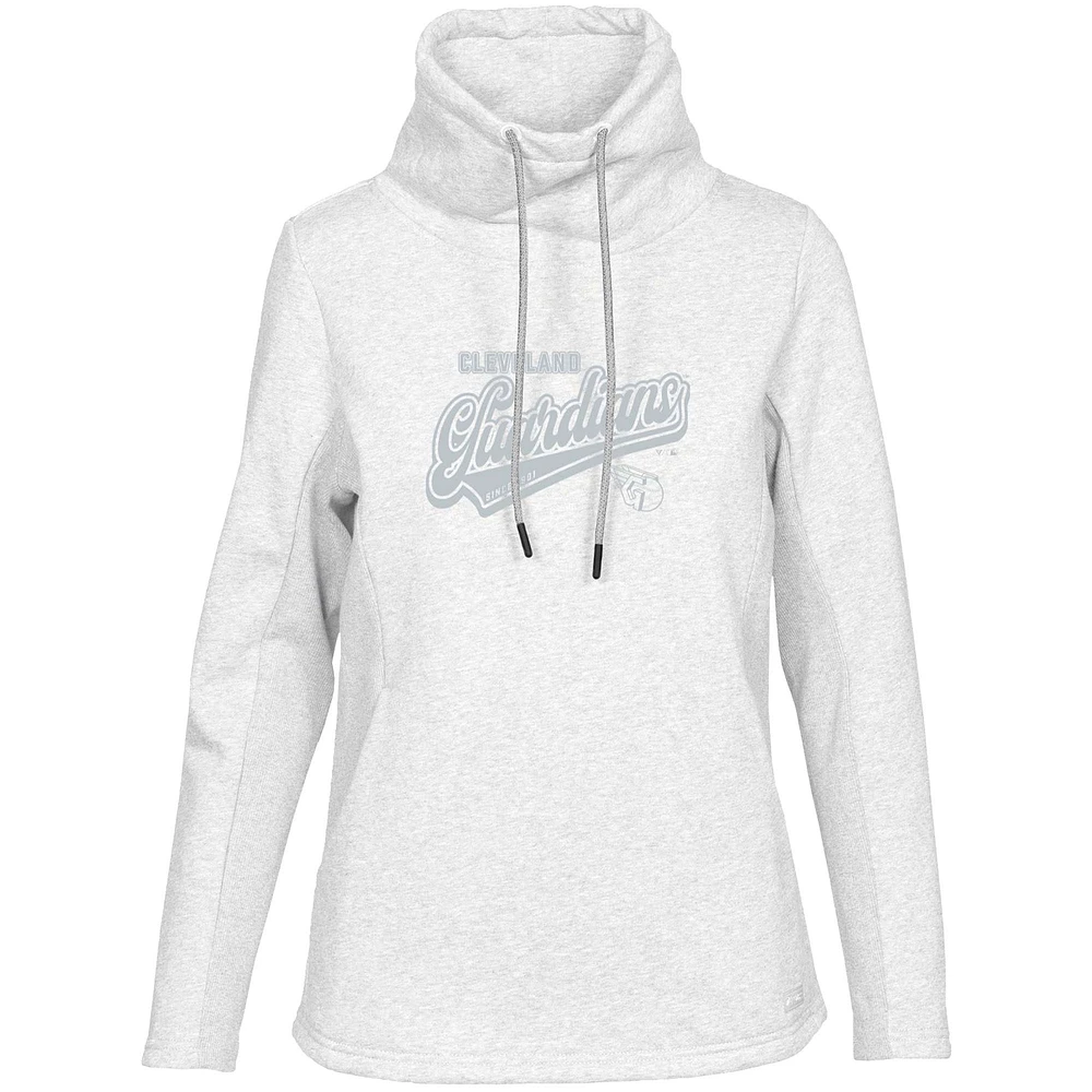 Women's Levelwear White Cleveland Guardians Loop Sweep Pullover Sweatshirt