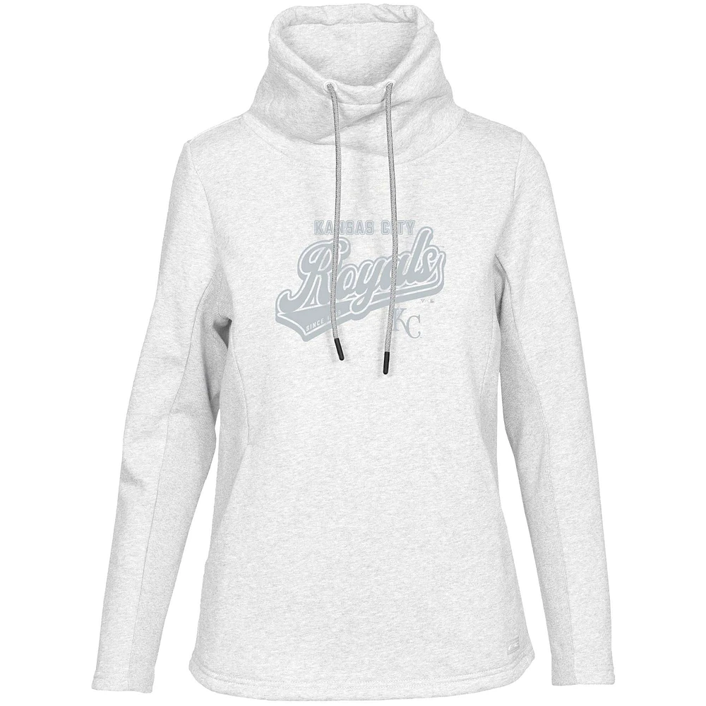 Women's Levelwear White Kansas City Royals Loop Sweep Pullover Sweatshirt