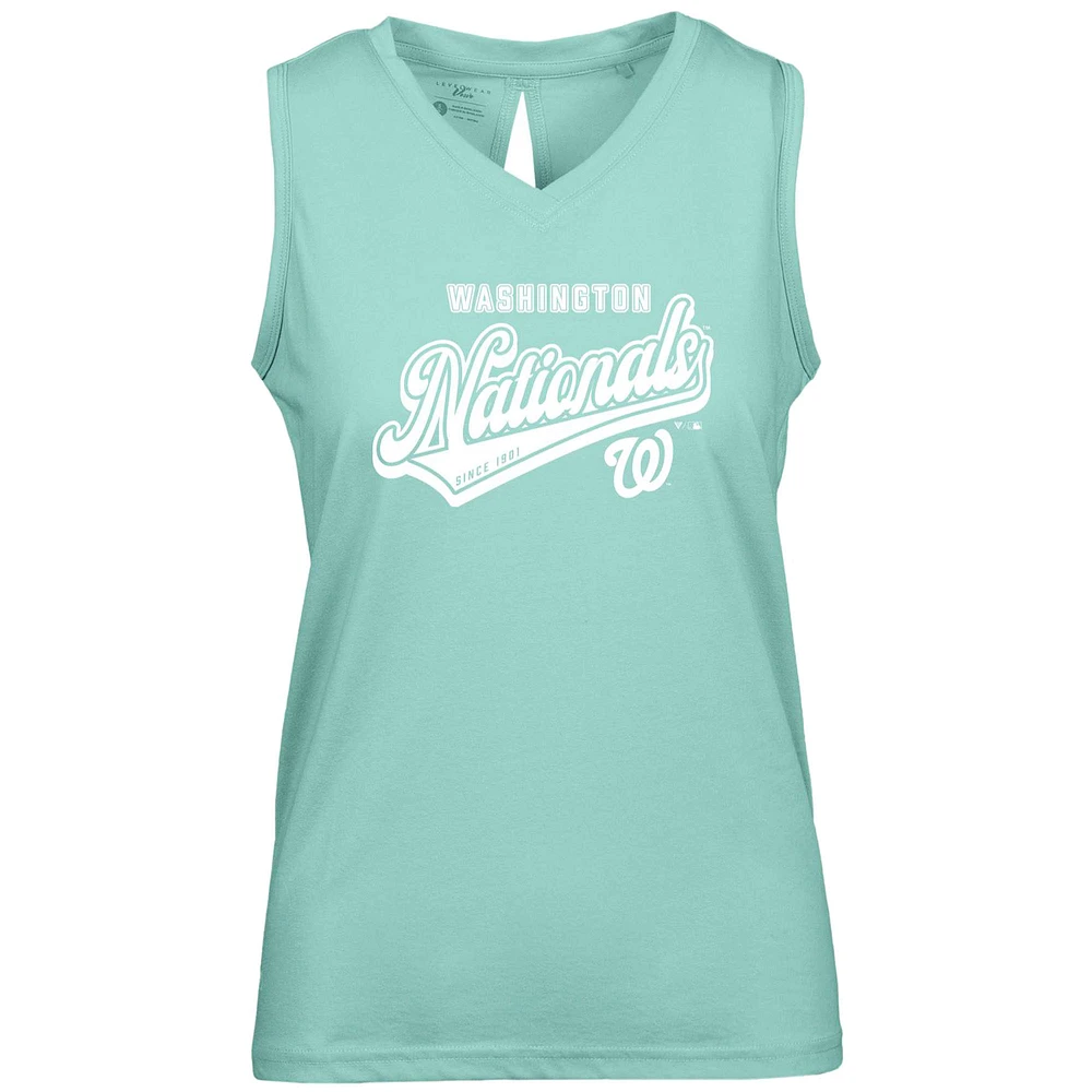 Women's Levelwear Mint Washington Nationals Paisley Sweep V-Neck Tank Top