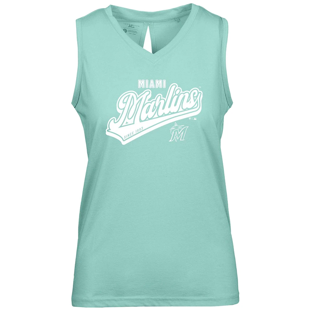 Women's Levelwear Mint Miami Marlins Paisley Sweep V-Neck Tank Top