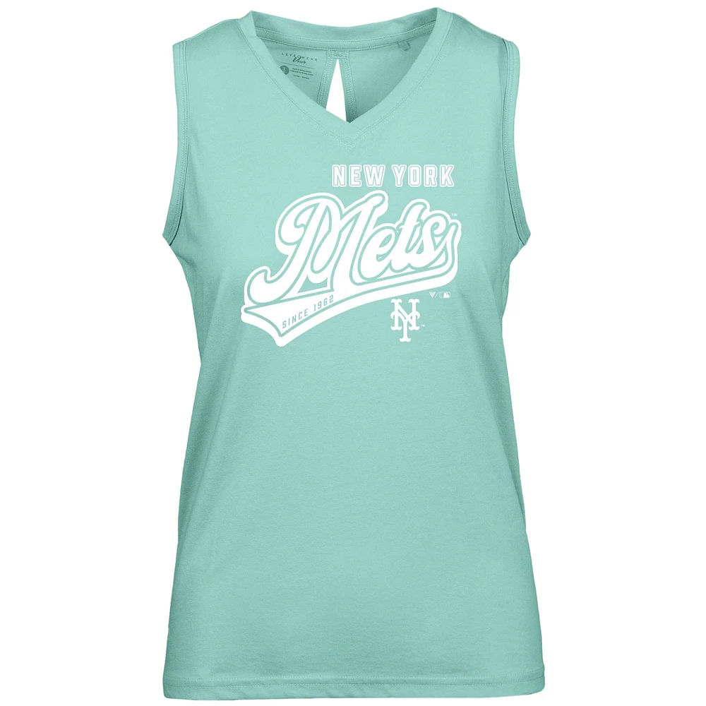 Women's Levelwear Mint New York Mets Paisley Sweep V-Neck Tank Top