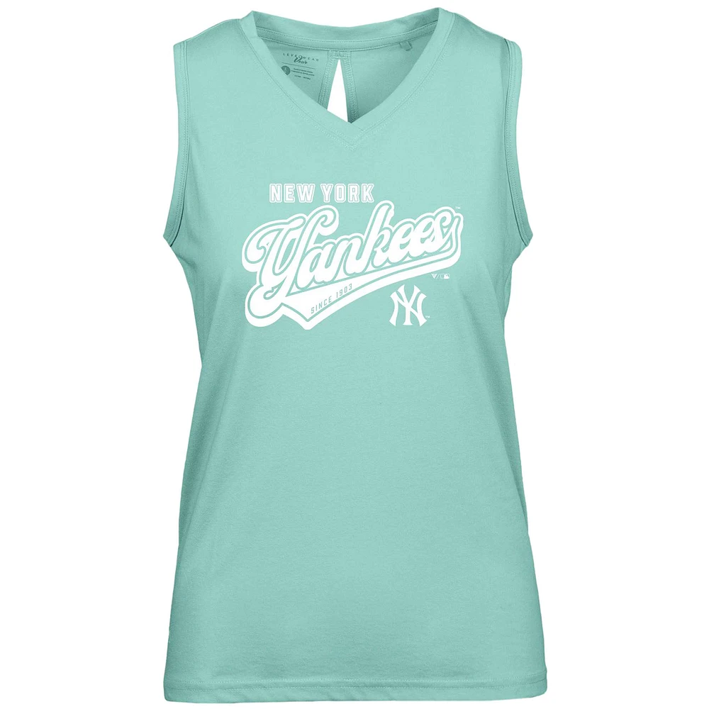 Women's Levelwear Mint New York Yankees Paisley Sweep V-Neck Tank Top