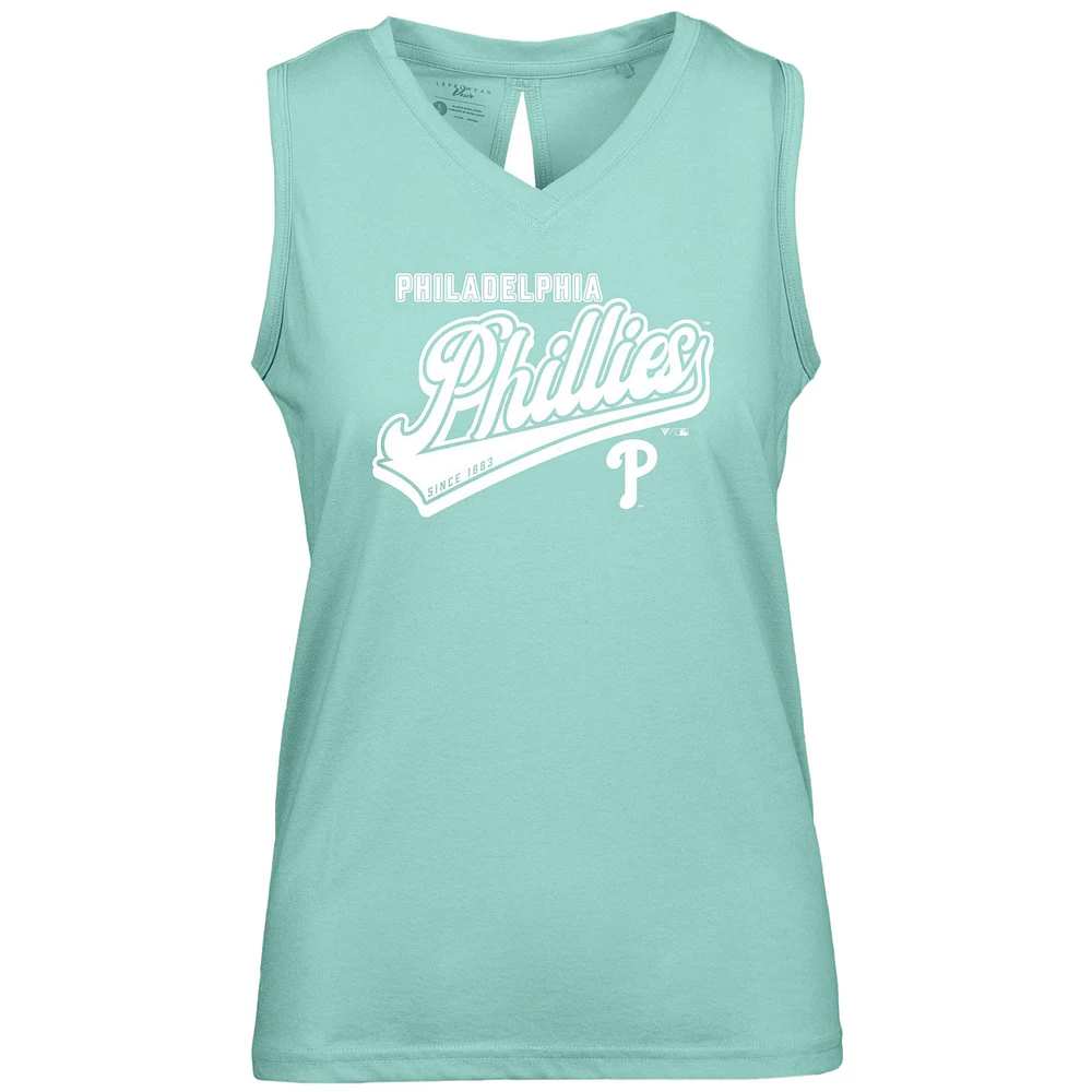 Women's Levelwear Mint Philadelphia Phillies Paisley Sweep V-Neck Tank Top