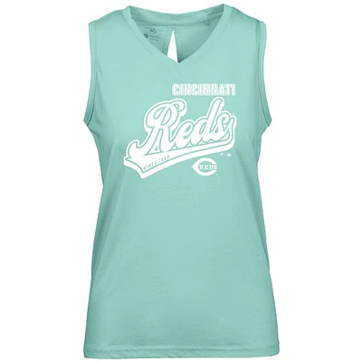 Women's Levelwear Mint Cincinnati Reds Paisley Sweep V-Neck Tank Top