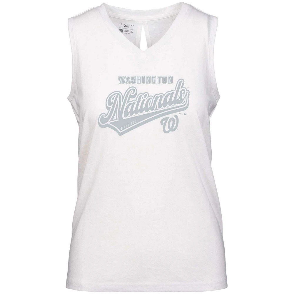 Women's Levelwear White Washington Nationals Paisley Sweep V-Neck Tank Top