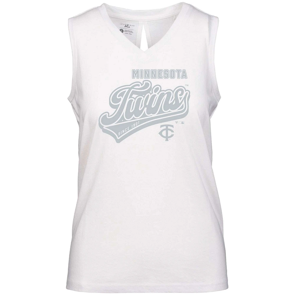 Women's Levelwear White Minnesota Twins Paisley Sweep V-Neck Tank Top