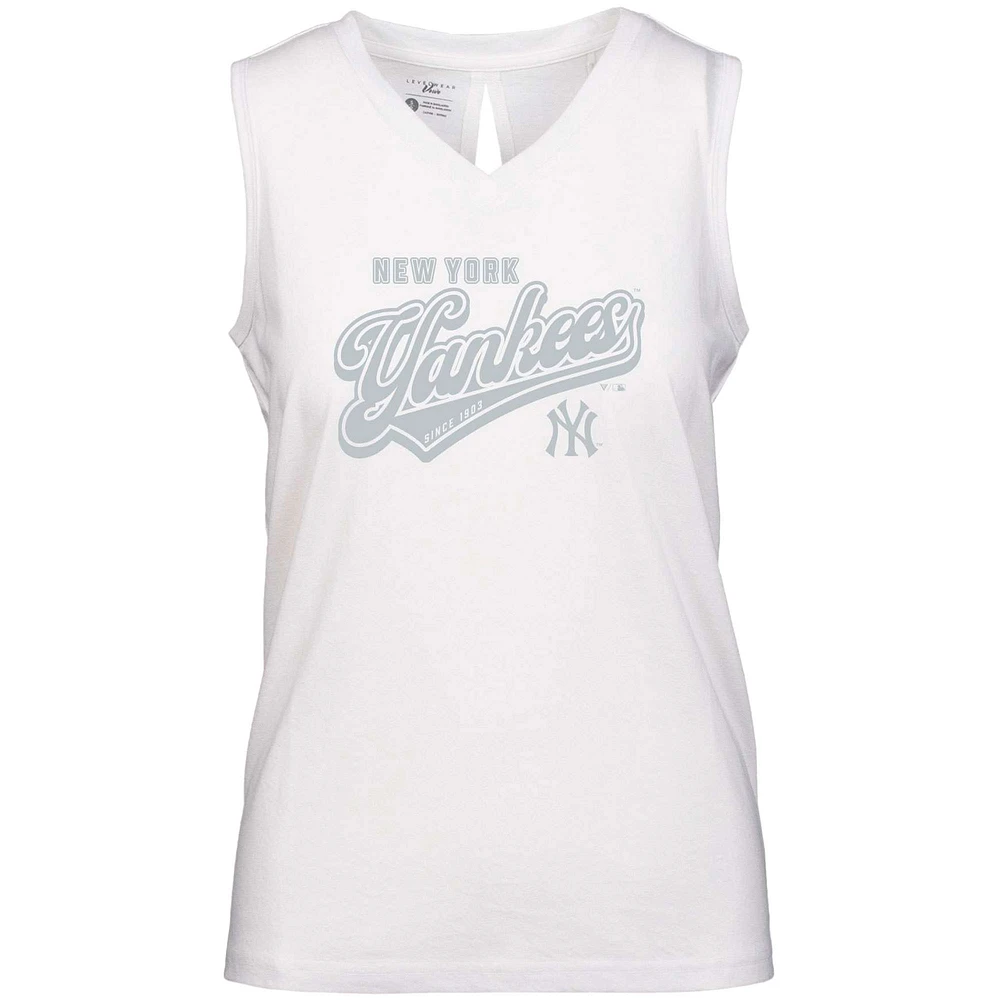 Women's Levelwear White New York Yankees Paisley Sweep V-Neck Tank Top