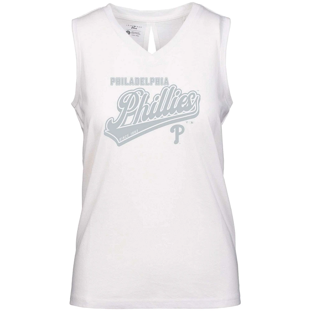 Women's Levelwear White Philadelphia Phillies Paisley Sweep V-Neck Tank Top