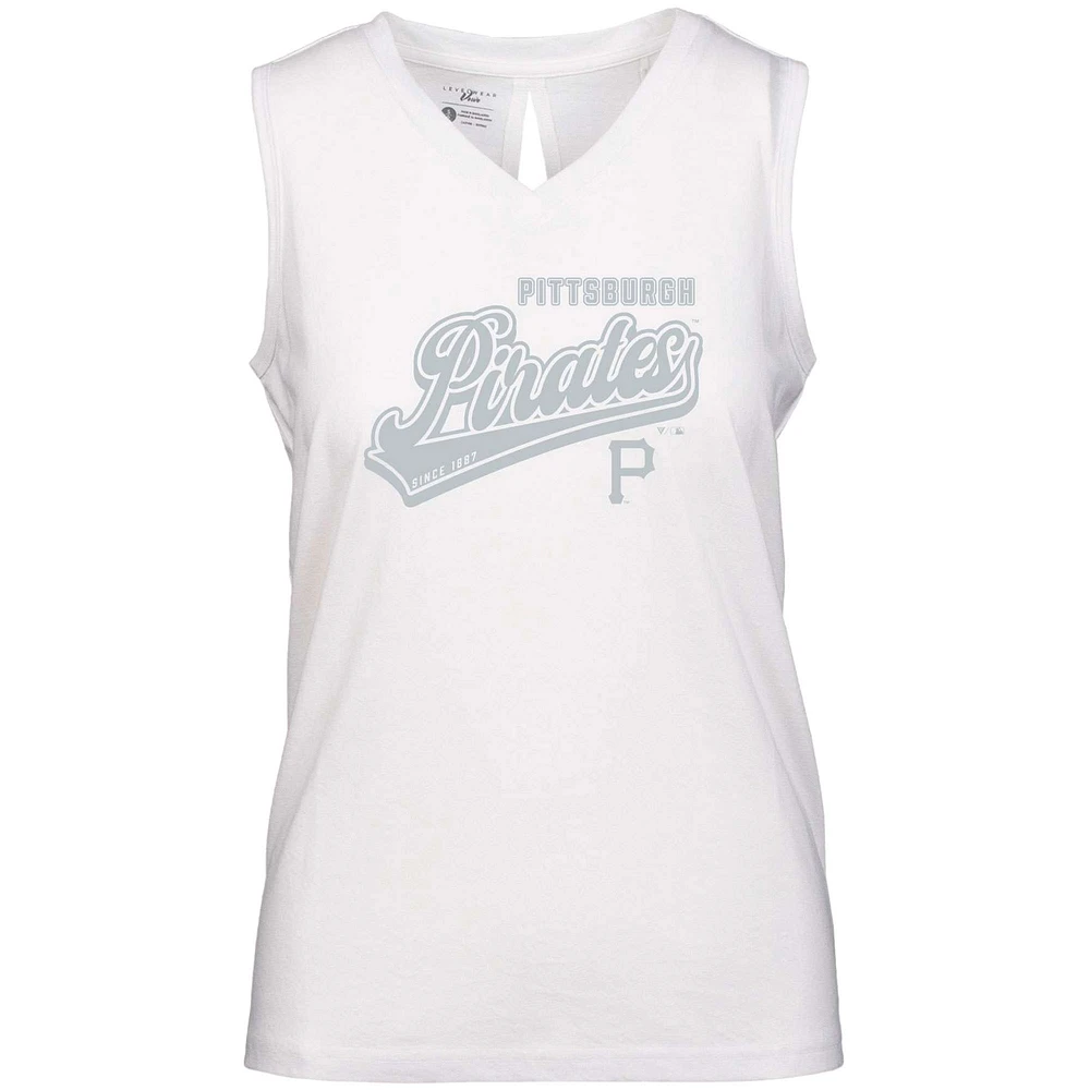 Women's Levelwear White Pittsburgh Pirates Paisley Sweep V-Neck Tank Top