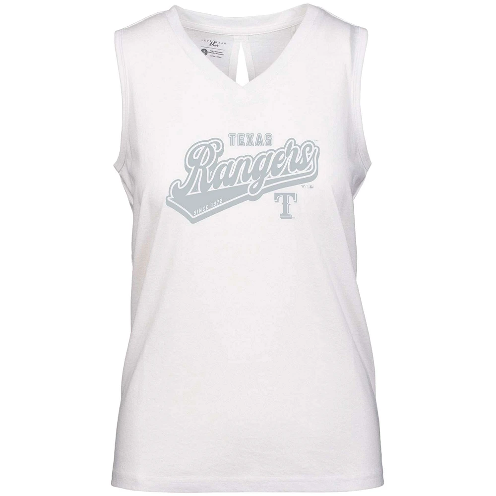 Women's Levelwear White Texas Rangers Paisley Sweep V-Neck Tank Top