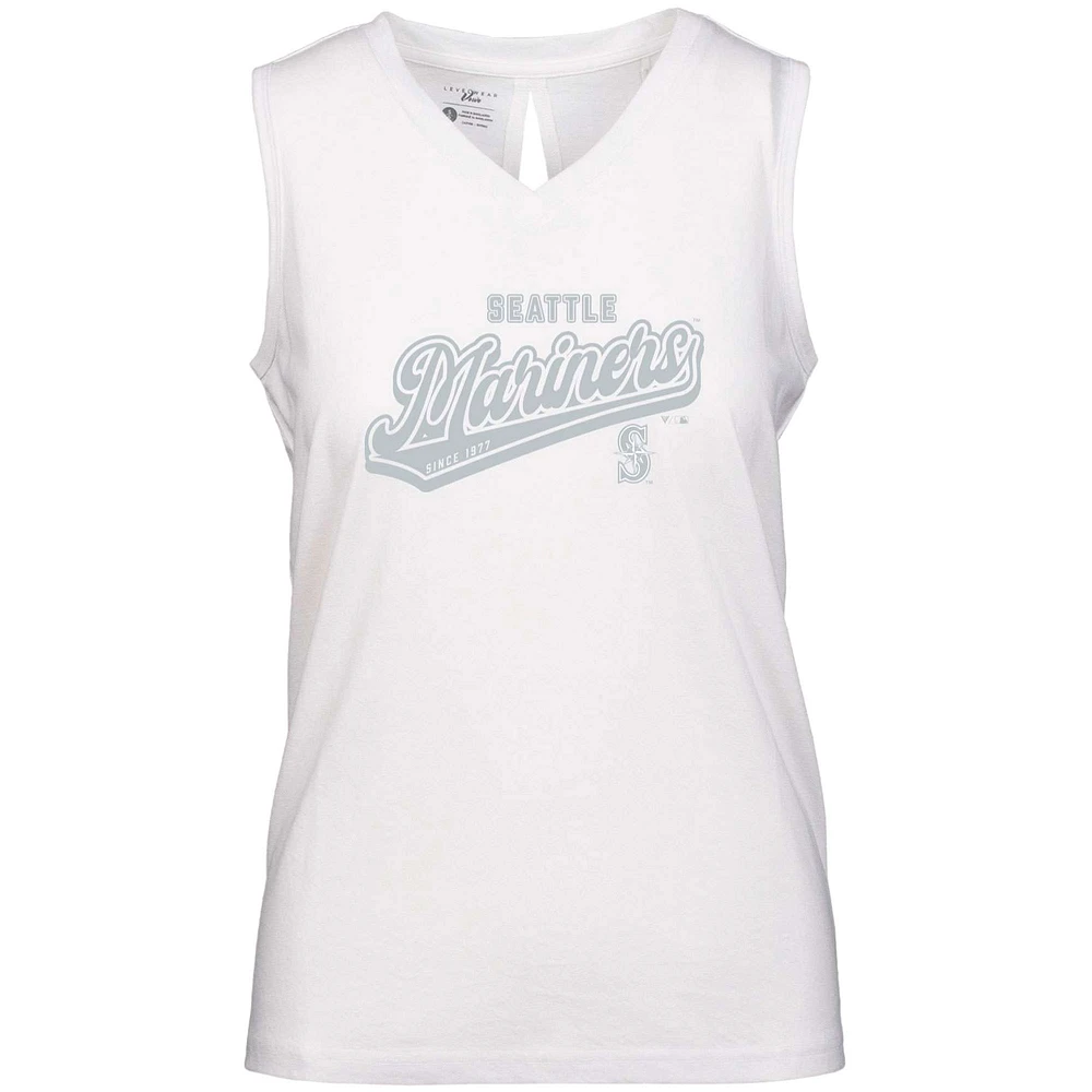 Women's Levelwear White Seattle Mariners Paisley Sweep V-Neck Tank Top