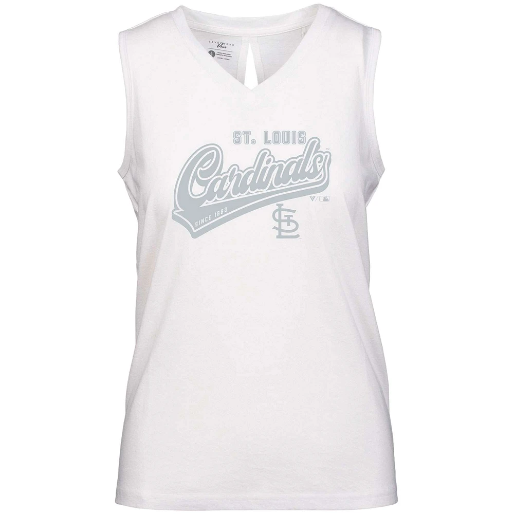 Women's Levelwear White St. Louis Cardinals Paisley Sweep V-Neck Tank Top