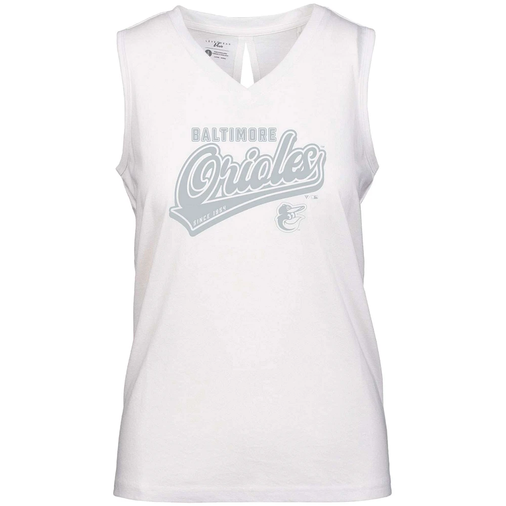 Women's Levelwear White Baltimore Orioles Paisley Sweep V-Neck Tank Top