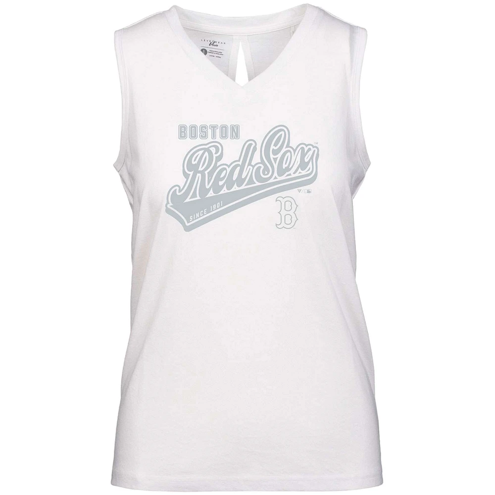 Women's Levelwear White Boston Red Sox Paisley Sweep V-Neck Tank Top