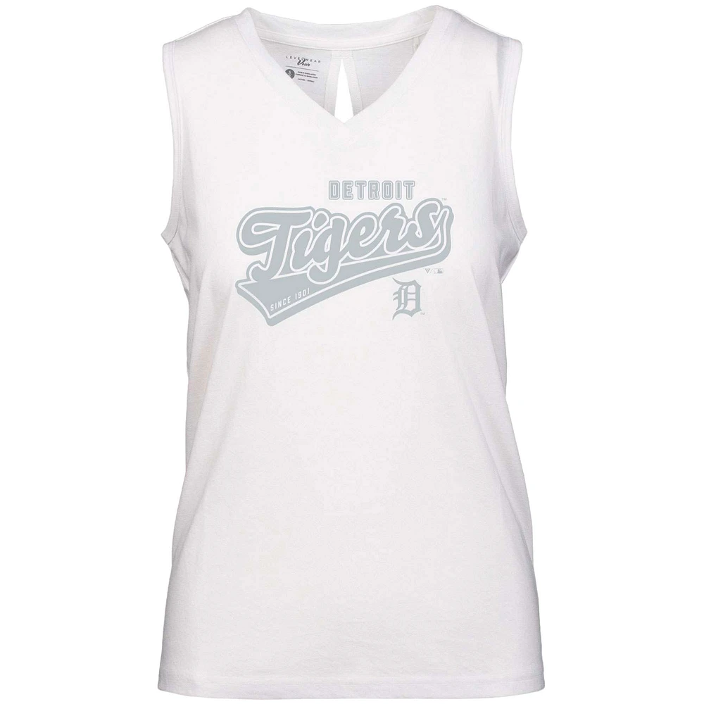 Women's Levelwear White Detroit Tigers Paisley Sweep V-Neck Tank Top
