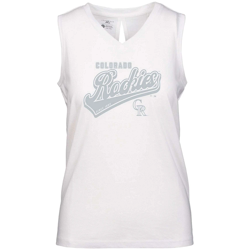 Women's Levelwear White Colorado Rockies Paisley Sweep V-Neck Tank Top