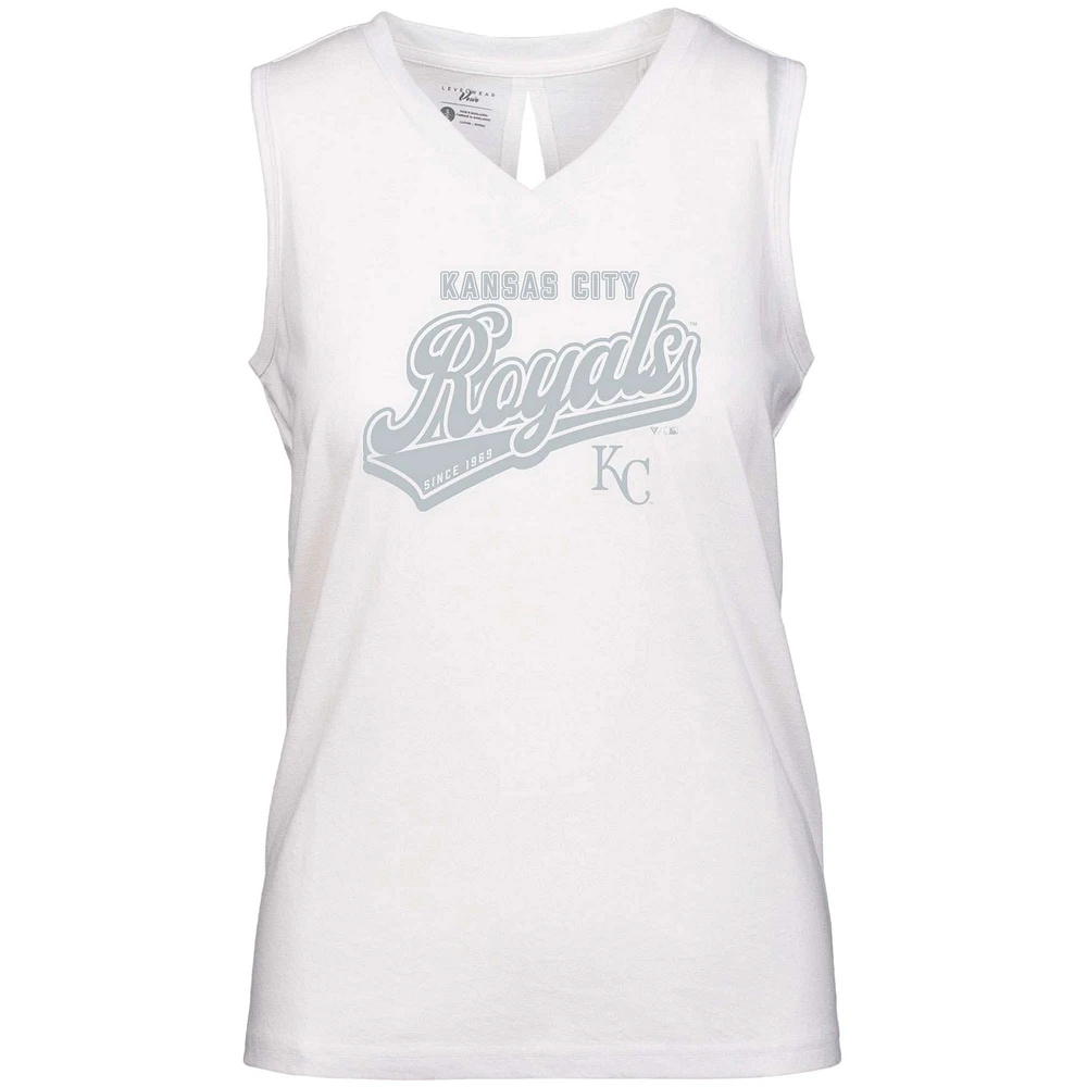 Women's Levelwear White Kansas City Royals Paisley Sweep V-Neck Tank Top
