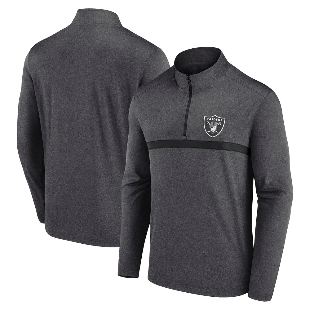 Men's Fanatics Charcoal Las Vegas Raiders Head-to-Head Quarter-Zip Pullover