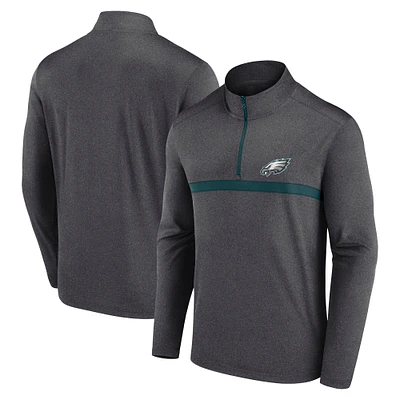 Men's Fanatics Heather Gray Philadelphia Eagles Head-to-Head Quarter-Zip Pullover