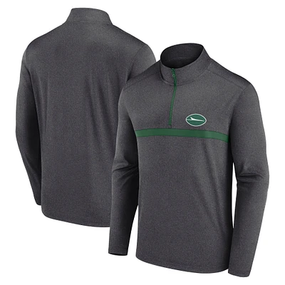 Men's Fanatics Heather Charcoal New York Jets Head-to-Head Quarter-Zip Pullover
