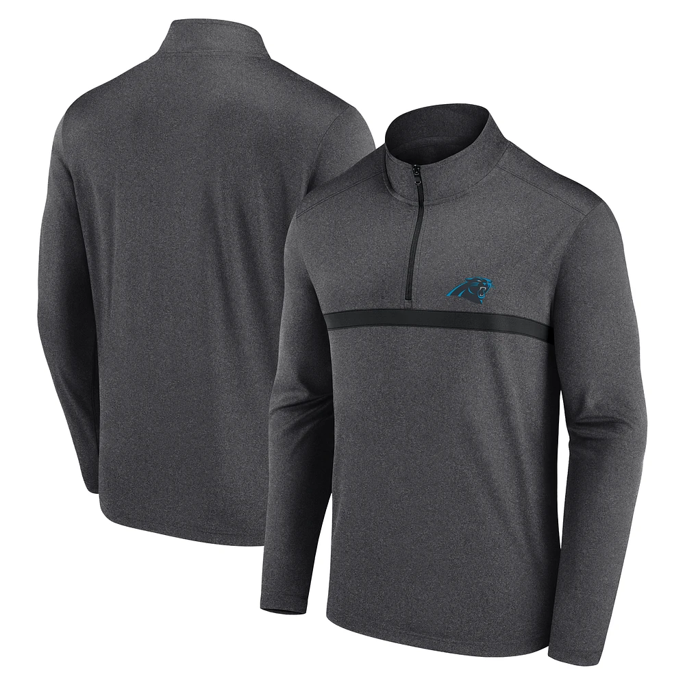 Men's Fanatics Charcoal Carolina Panthers Head-to-Head Quarter-Zip Pullover