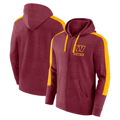 Men's Fanatics Heather Burgundy Washington Commanders Gains Full-Zip Hoodie