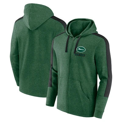 Men's Fanatics Heather Green New York Jets Gains Full-Zip Hoodie