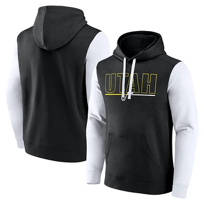 Men's Logo Athletic Black Utah Jazz Outline Colorblock Pullover Hoodie