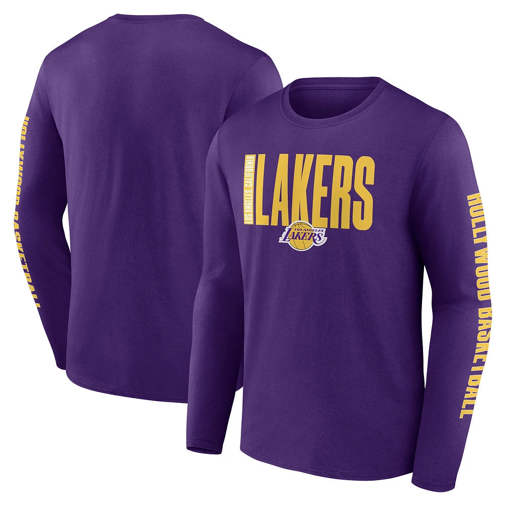 Men's Logo Athletic Purple Los Angeles Lakers Vision Long Sleeve T-Shirt