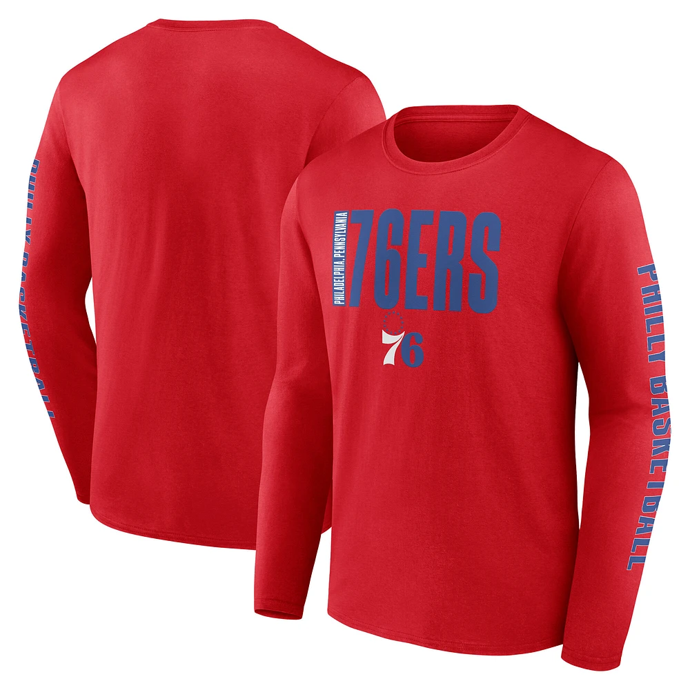 Men's Logo Athletic Red Philadelphia 76ers Vision Long Sleeve T-Shirt
