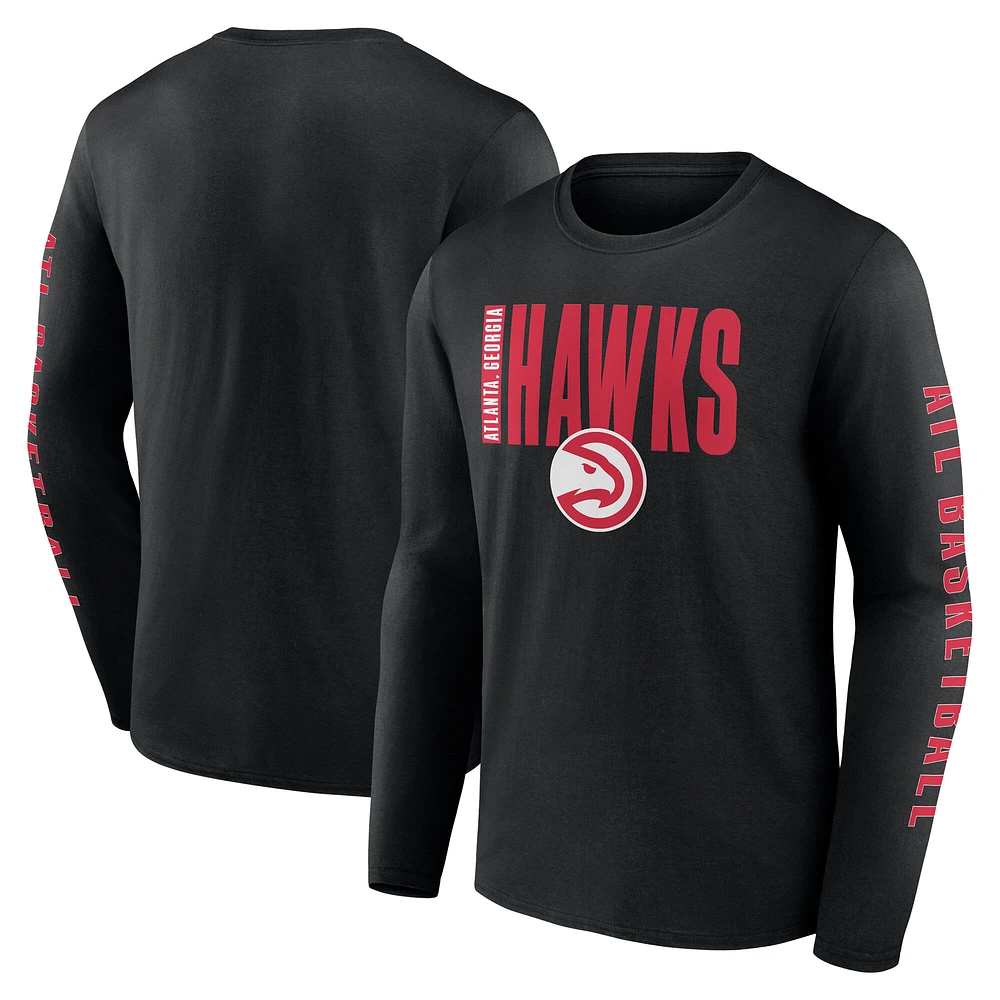 Men's Logo Athletic Black Atlanta Hawks Vision Long Sleeve T-Shirt