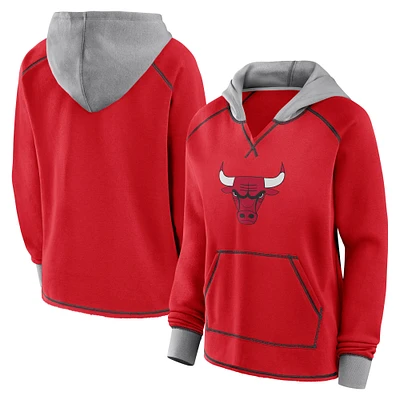 Women's Logo Athletic Red Chicago Bulls Boom Pullover Hoodie