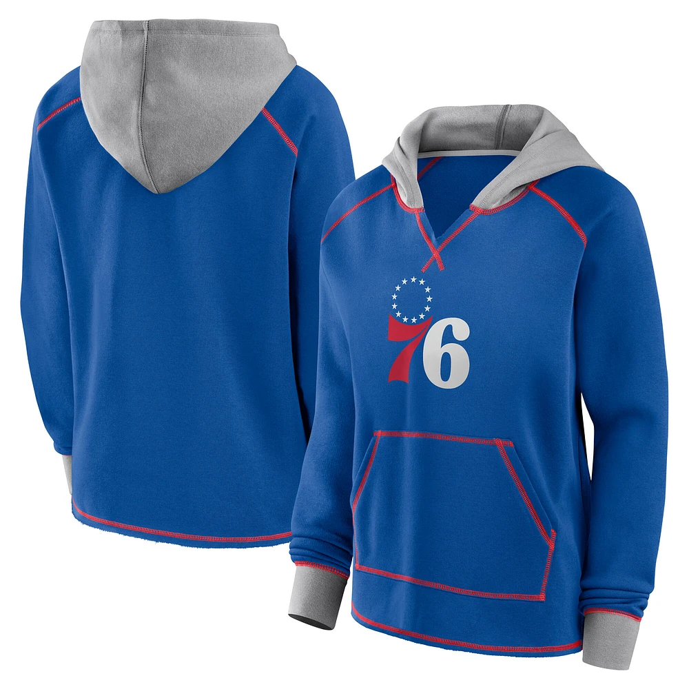Women's Logo Athletic Royal Philadelphia 76ers Boom Pullover Hoodie