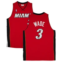 Dwyane Wade Miami Heat Autographed Red Mitchell & Ness Swingman Jersey with "3x NBA Champ" Inscription