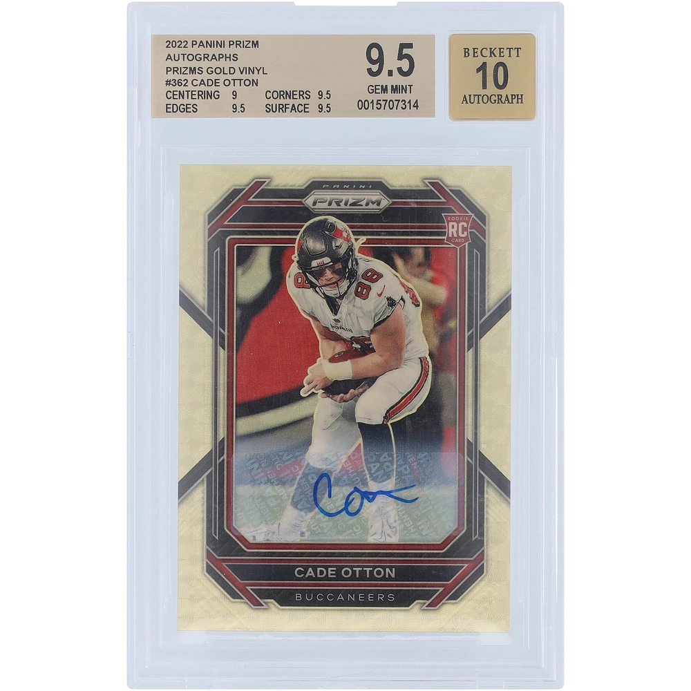 Cade Otton Tampa Bay Buccaneers Autographed 2022 Panini Prizm Gold Vinyl Prizm #362 #3/5 BGS Authenticated 9.5/10 Rookie Card - 9,9.5,9.5,9.5 Subgrades