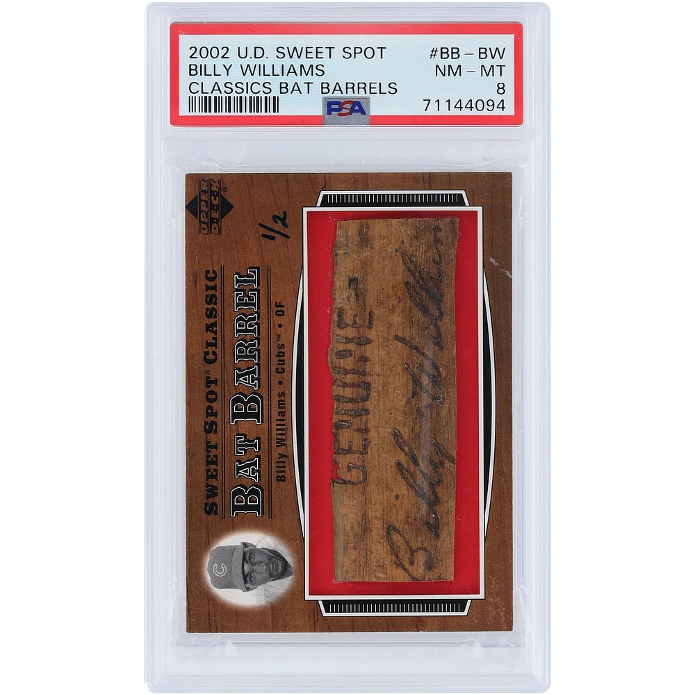 Billy Williams Chicago Cubs 2002 Upper Deck Sweet Spot Bat Barrel Relic #BB-BW #1/2 PSA Authenticated 8 Card