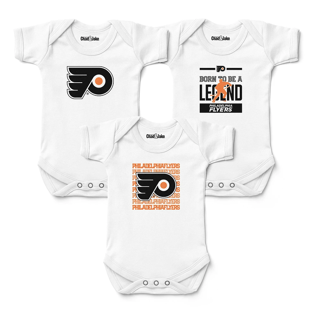 Newborn & Infant Chad Jake White Philadelphia Flyers Three-Pack Bodysuit Set