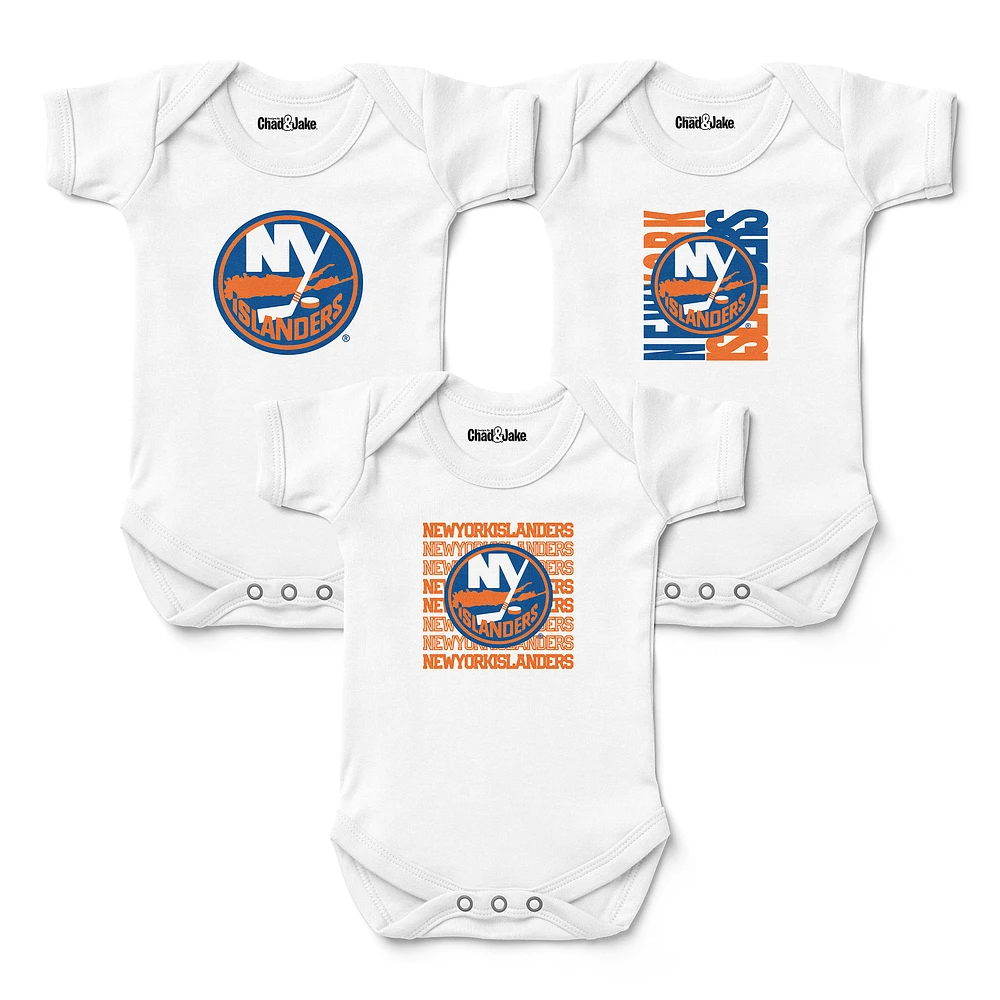 Newborn & Infant Chad Jake White New York Islanders Three-Pack Bodysuit Set