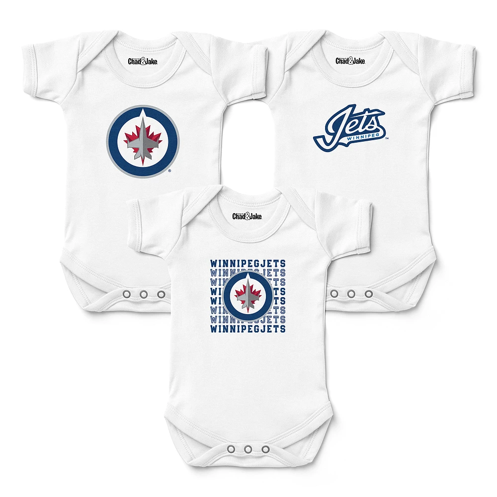 Newborn & Infant Chad Jake White Winnipeg Jets Three-Pack Bodysuit Set