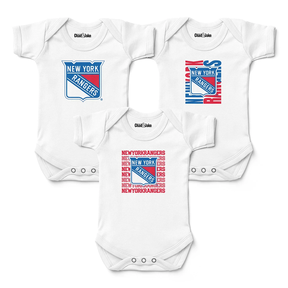 Newborn & Infant Chad Jake White New York Rangers Three-Pack Bodysuit Set