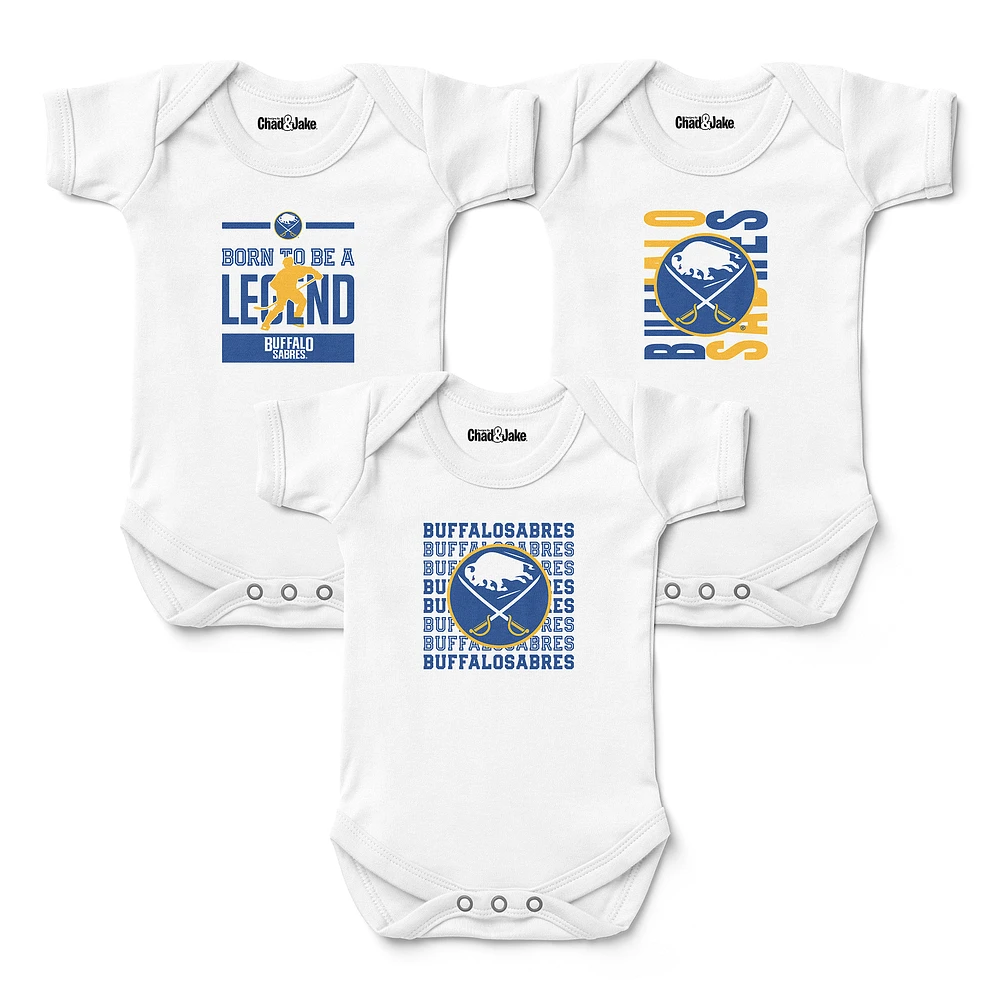 Newborn & Infant Chad Jake White Buffalo Sabres Three-Pack Bodysuit Set