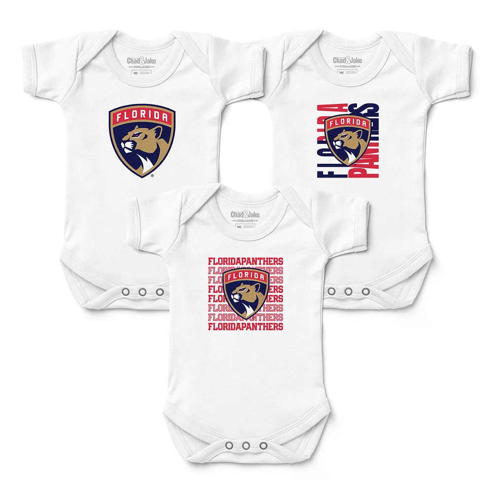 Newborn & Infant Chad Jake White Florida Panthers Three-Pack Bodysuit Set